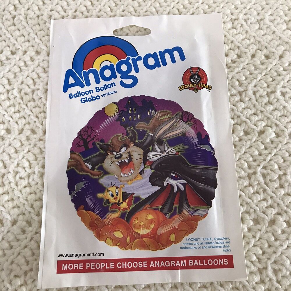 Looney Tunes Balloon  Mylar Anagram NOS 18”x 3 Tazmanian Devil Bugs Bunny Tweety
